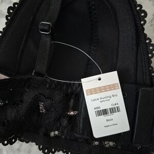Momanda Lace Plunge Nursing Bralette Black 36B NWT